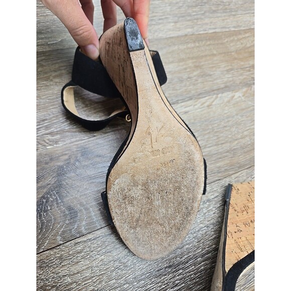 Giuseppe Zanotti Design Women's 36.5 (US 6) Black Suede Cork Wedges Gold Chain - Picture 11 of 16